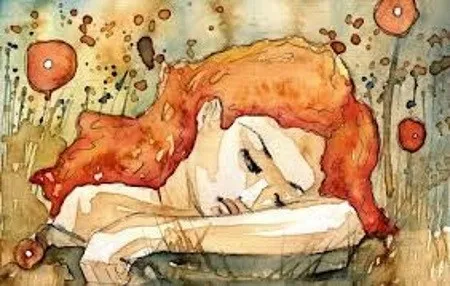 Dibujo de una mujer que sufre heridas emocionales y eso le genera un gran sufrimiento